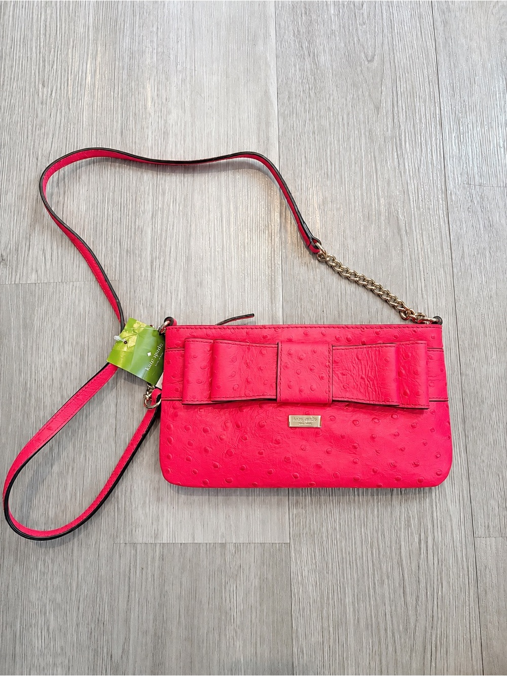 NEW Kate Spade Charm City Ostrich Presley Bow Crossbody Bag – Desert Rose